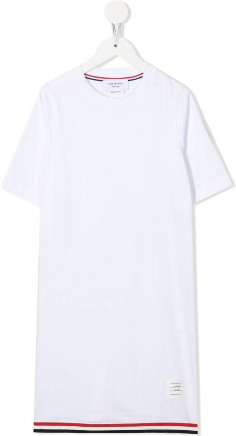 Thom Browne Kids T-shirtjurk met gestreept detail Wit