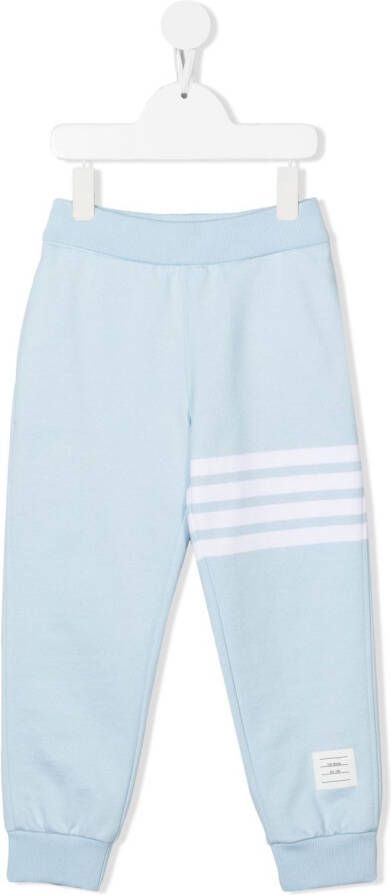 Thom Browne Kids Trainingsbroek met gestreept detail Blauw