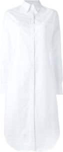 Thom Browne Long Sleeve Button Down Knee Length Shirtdress In Oxford Wit
