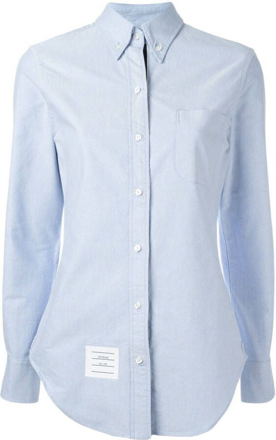 Thom Browne Long Sleeve Shirt Grosgrain Placket In Blue Oxford Blauw