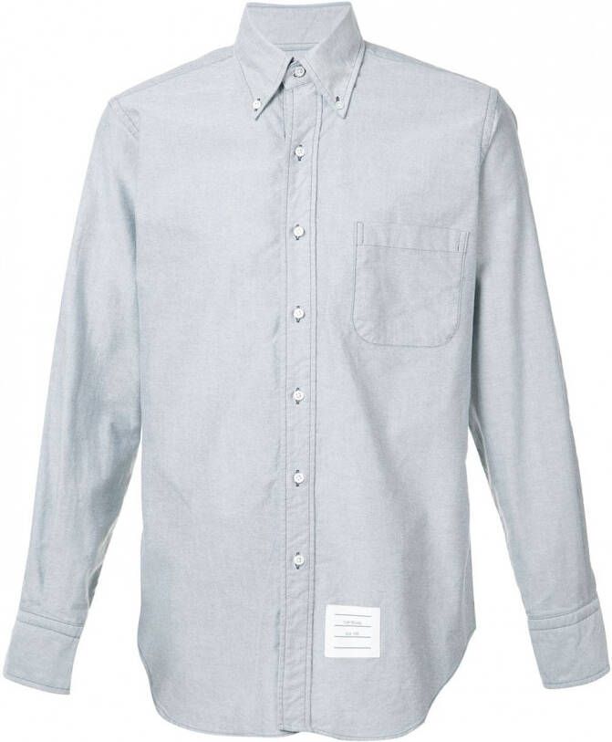 Thom Browne Long Sleeve Shirt With Grosgrain Placket In Navy Oxford Blauw