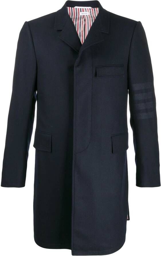 Thom Browne Mantel met 4 strepen Blauw