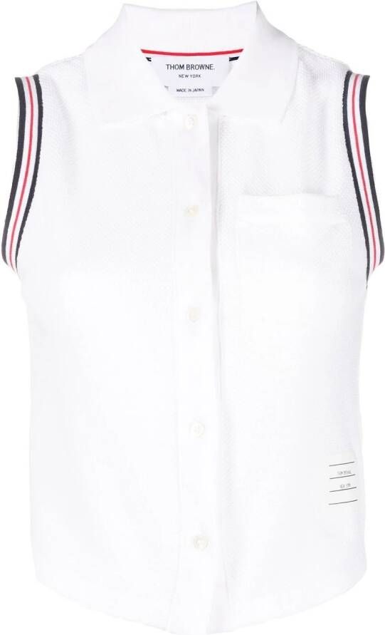 Thom Browne Mouwloos poloshirt Wit