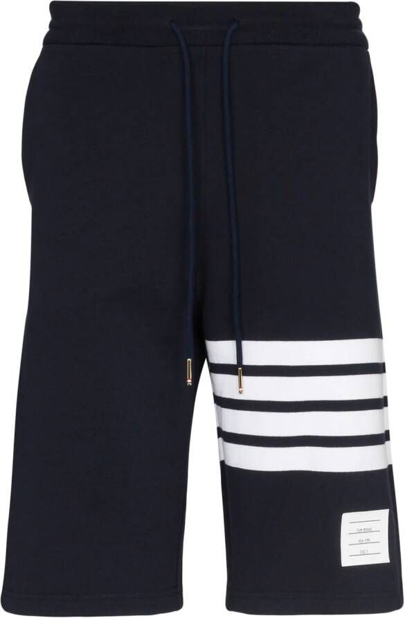 Thom Browne Navy Classic-zweetshort met gemanipuleerde 4-bar Stripe Blauw
