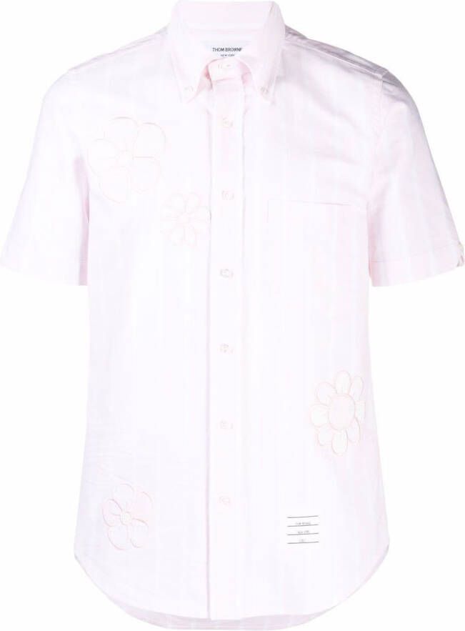 Thom Browne Overhemd met bloemenpatch Roze