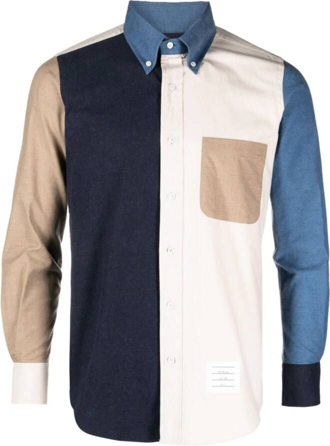 Thom Browne Overhemd met colourblocking Beige