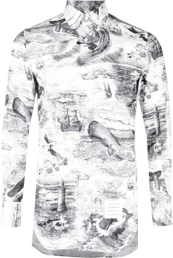 Thom Browne Overhemd met print Zwart