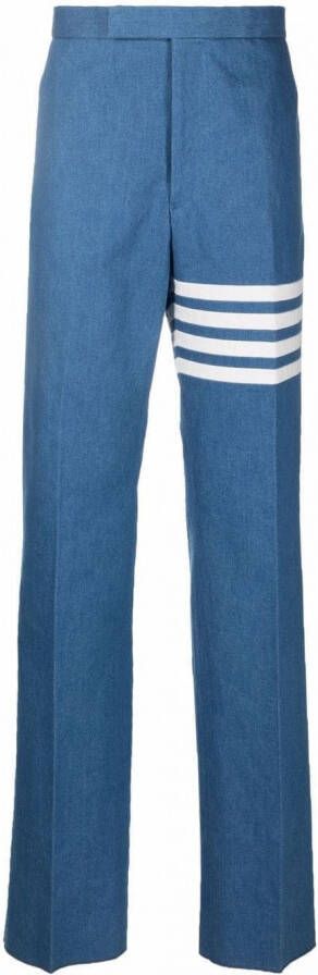 Thom Browne Pantalon met vier strepen Blauw