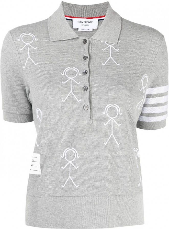 Thom Browne Poloshirt met print Grijs