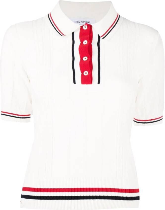 Thom Browne Polotop met RWB-streep Wit