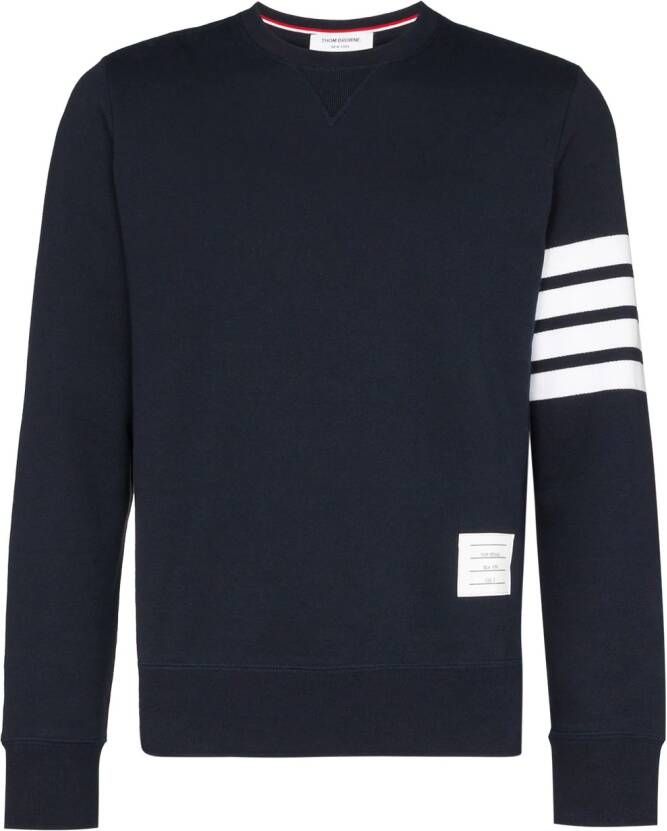 Thom Browne Pullover Sweatshirt With Engineered 4-Bar Stripe Blauw