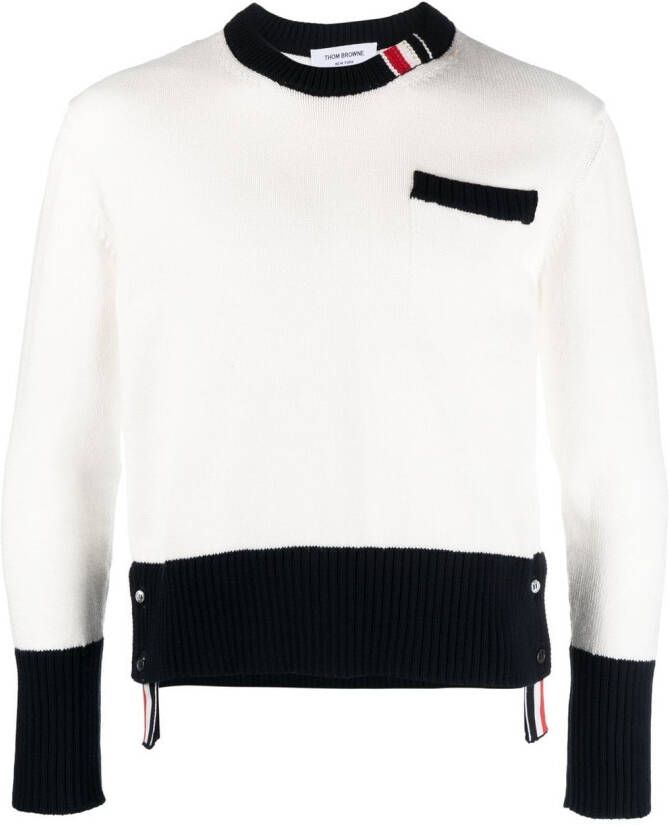 Thom Browne RWB stripe knitted jumper Wit