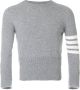 Thom Browne Short Crewneck Pullover With 4-Bar Stripe In Light Grey Cashmere Grijs - Thumbnail 1