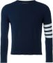 Thom Browne Short Crewneck Pullover With 4-Bar Stripe In Navy Blue Cashmere Blauw - Thumbnail 1