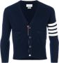 Thom Browne short V-hals vest met 4-strepen streep in rood kasjmier Blauw - Thumbnail 1