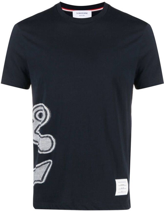 Thom Browne T-shirt met ankerprint Blauw