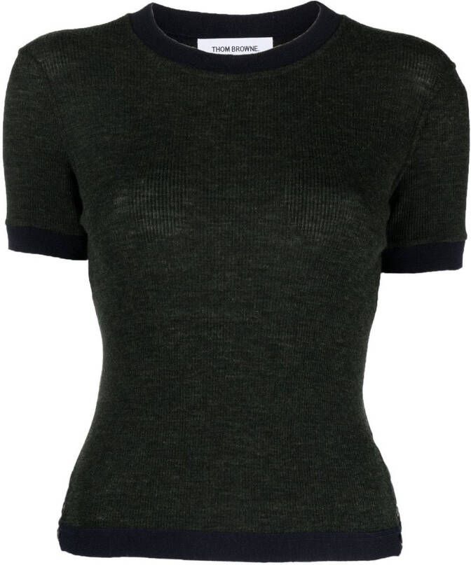 Thom Browne T-shirt met contrasterende afwerking Groen