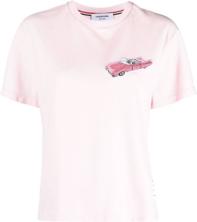 Thom Browne T-shirt met geborduurde auto Roze