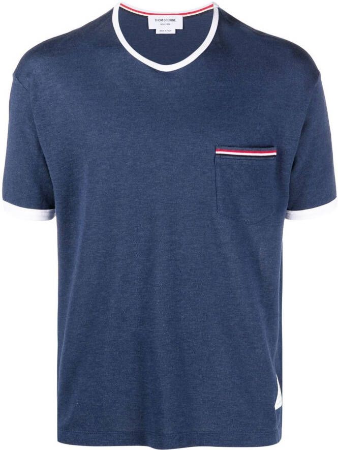Thom Browne T-shirt met gestreepte zoom Blauw