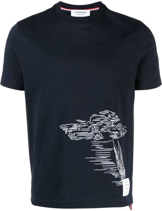 Thom Browne T-shirt met grafische print Blauw