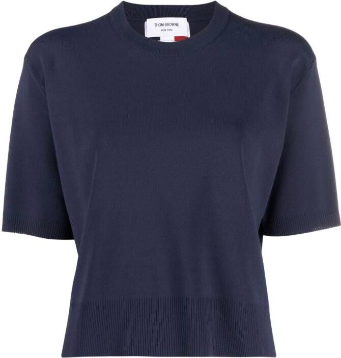 Thom Browne T-shirt met intarsia Blauw