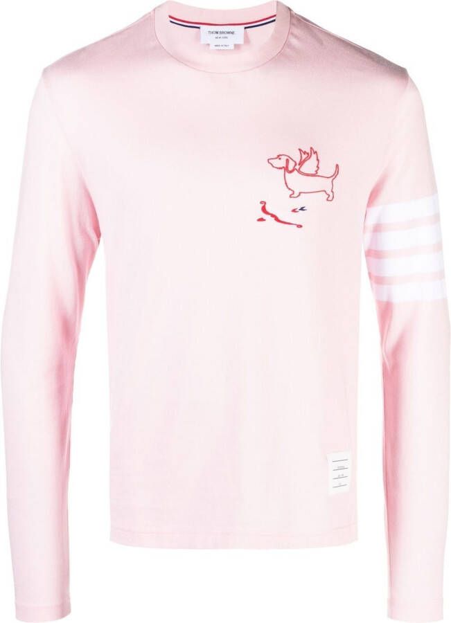 Thom Browne T-shirt met lange mouwen Roze