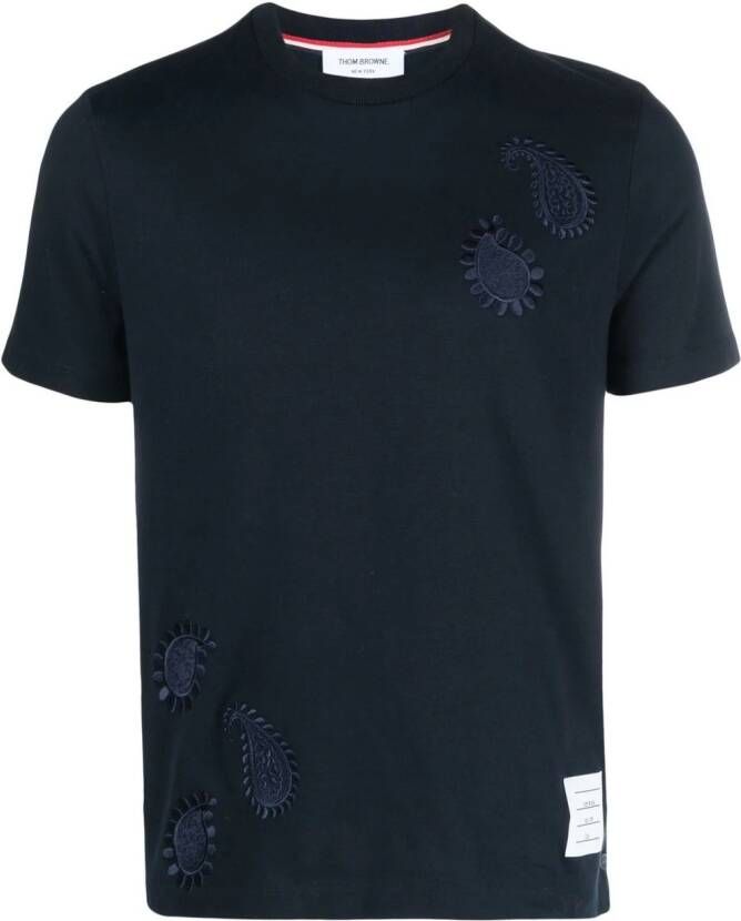 Thom Browne T-shirt met paisley-print Blauw