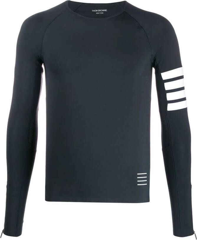 Thom Browne T-shirt met vier strepen Blauw