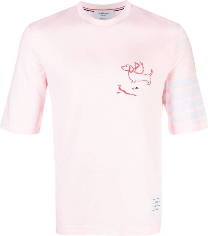 Thom Browne T-shirt met vier strepen Roze