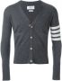 Thom Browne V-Neck Cardigan With 4-Bar Stripe In Medium Grey Cashmere Grijs - Thumbnail 1