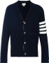 Thom Browne V-Neck Cardigan With 4-Bar Stripe In Navy Cashmere Blauw - Thumbnail 1