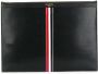 Thom Browne Vertical Intarsia Stripe Leather Medium Docu t Holder Zwart - Thumbnail 1