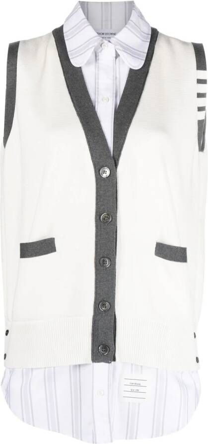 Thom Browne Oxford vest blouse met stiksel Wit