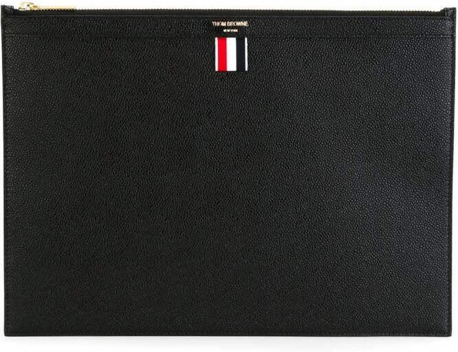 Thom Browne Zippered Docu t Holder In Black Pebble Grain Zwart