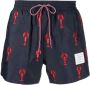 Thom Browne Zwembroek met borduurwerk Blauw - Thumbnail 1