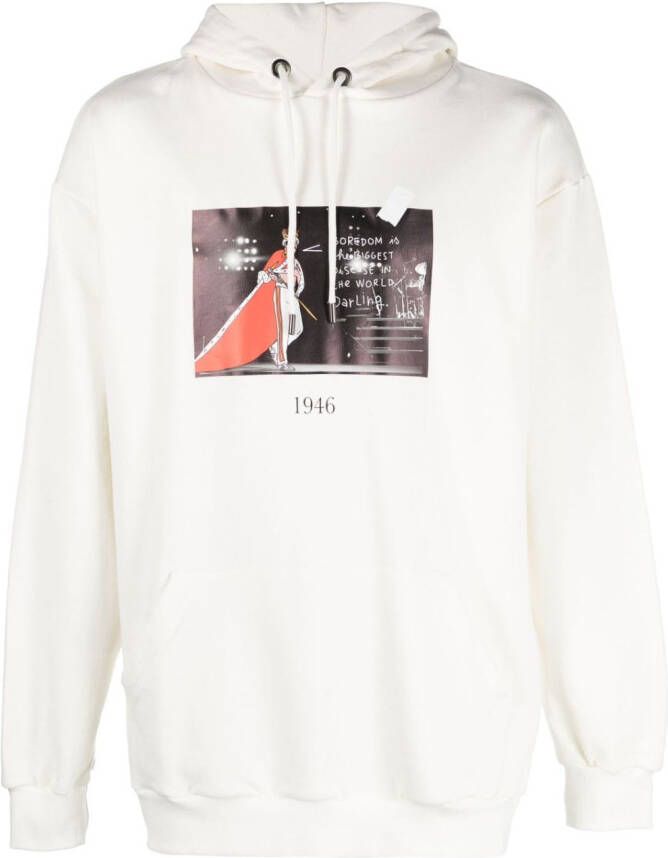 Throwback. Hoodie met print Beige