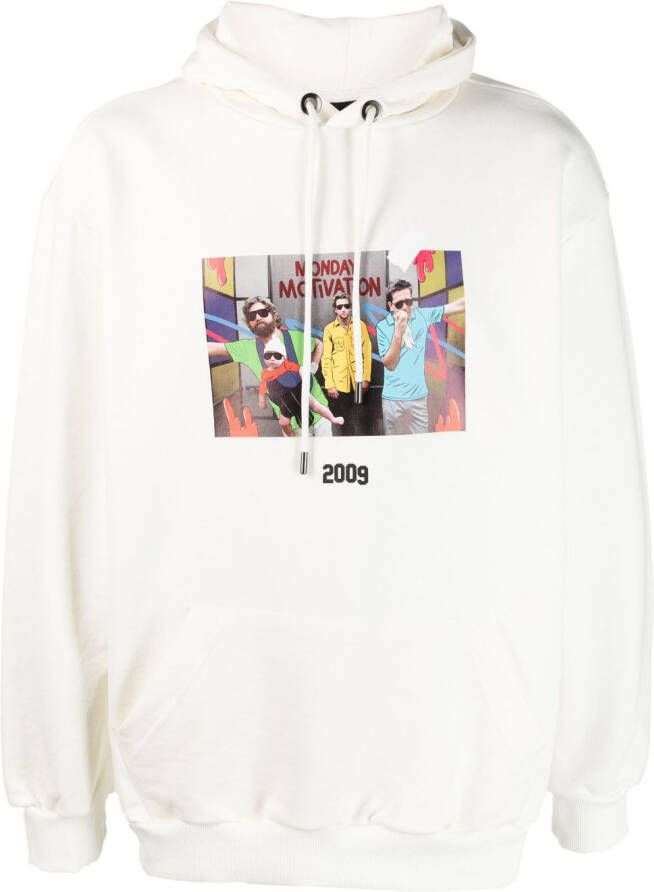 Throwback. Hoodie met print Wit