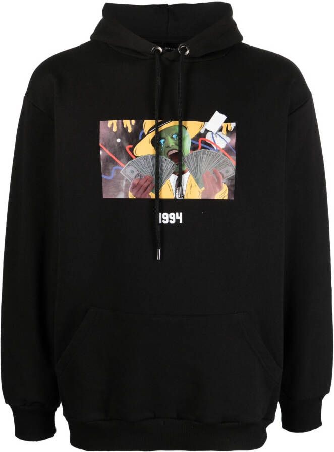Throwback. Hoodie met print Zwart