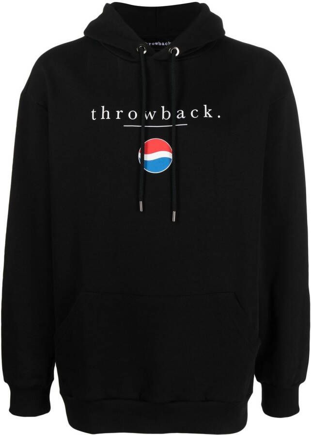 Throwback. Hoodie met grafische print Zwart