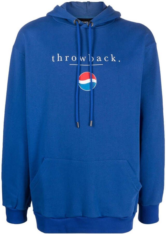 Throwback. Hoodie met tekst Blauw