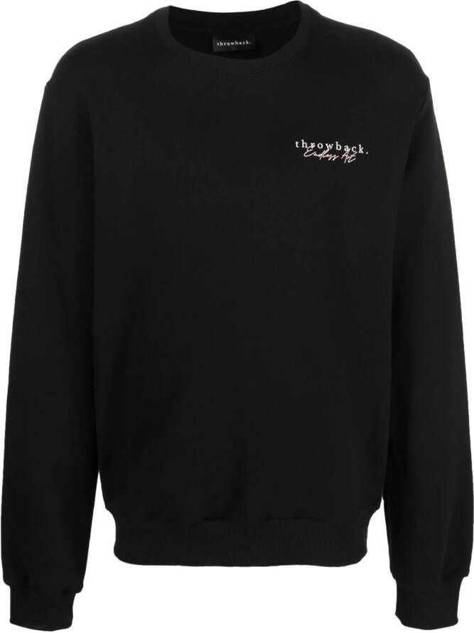 Throwback. Sweater met print Zwart