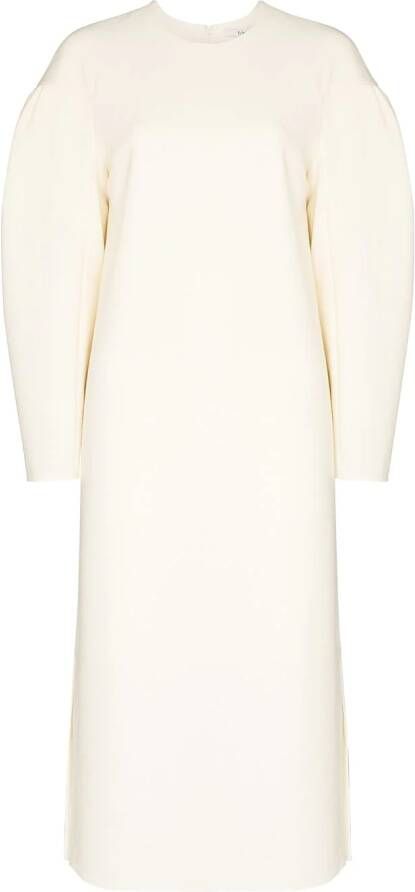 Tibi Jurk met pofmouwen Beige