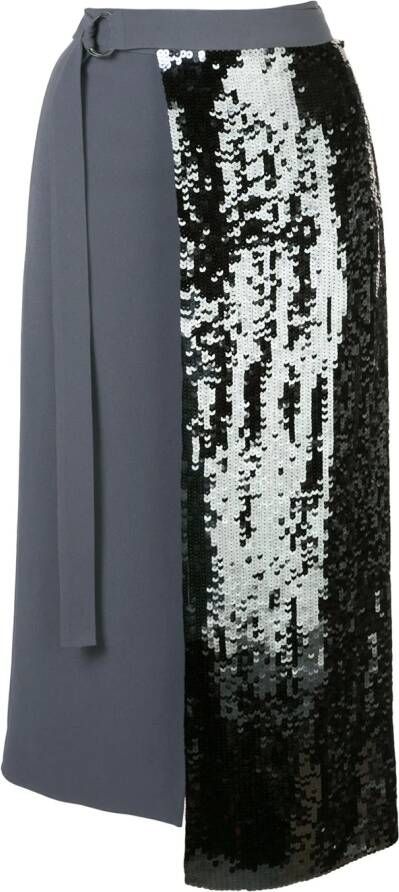 Tibi Wikkelrok met pailletten Grijs