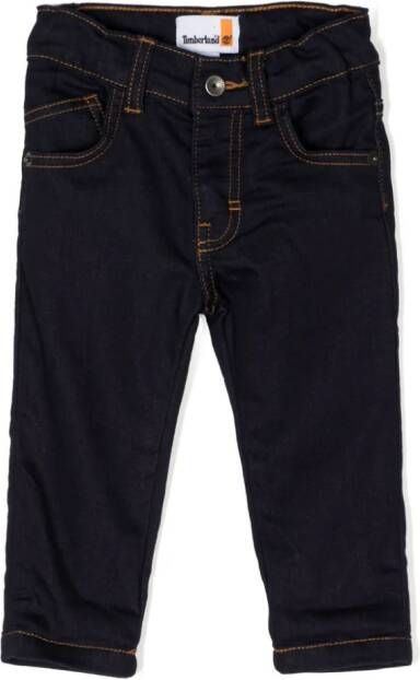 Timberland Kids logo-patch straight-leg jeans Blauw