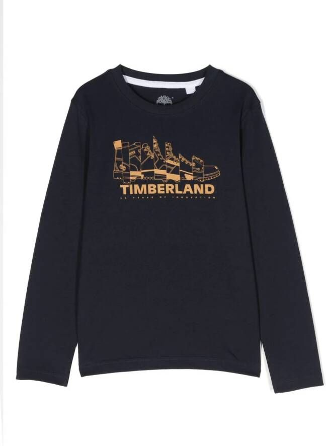 Timberland Kids T-shirt met logoprint Blauw