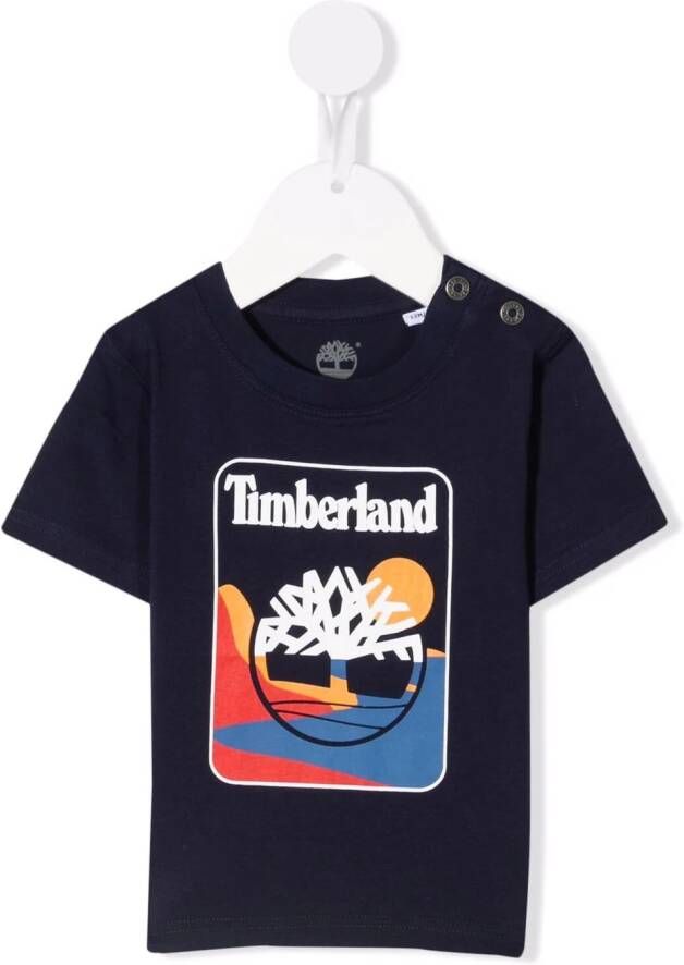 Timberland Kids T-shirt met logoprint Blauw