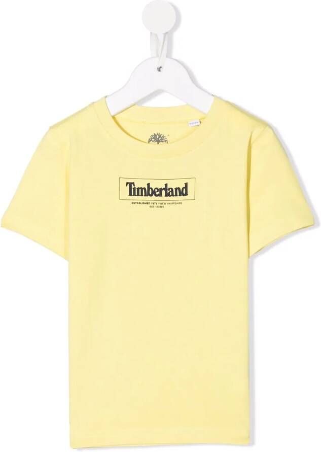 Timberland Kids T-shirt met logoprint Geel