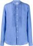 Tintoria Mattei Overhemd met bandkraag Blauw - Thumbnail 1