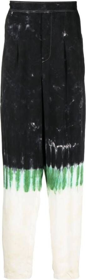 Toga Virilis Broek met tie-dye print Zwart