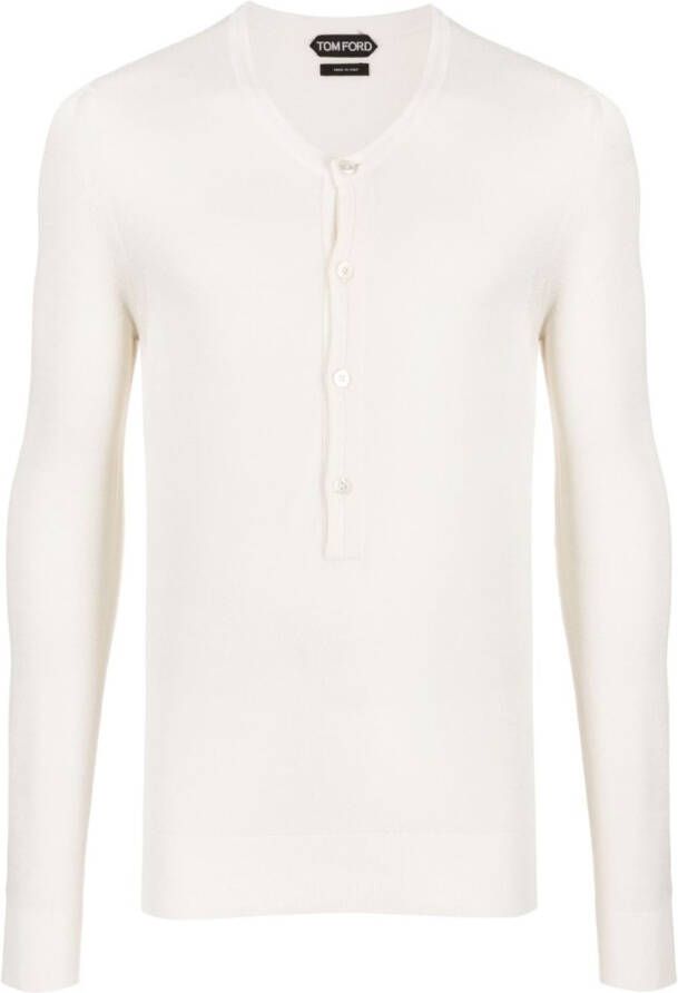 TOM FORD Button-up T-shirt Beige